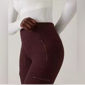 ATHLETA Headlands Hybrid Mid Rise Tight 4 Petite | Spiced Cabernet NEW
